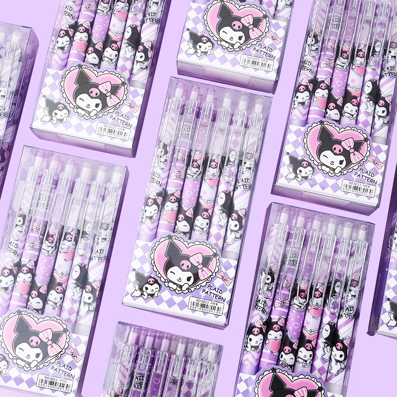 

6Pcs Kuromi Roller Ball Pen Kawaii Students Stationery Cute Anime Sanrioed Smooth Office School Lovely Pressing Kids Girls Gifts
