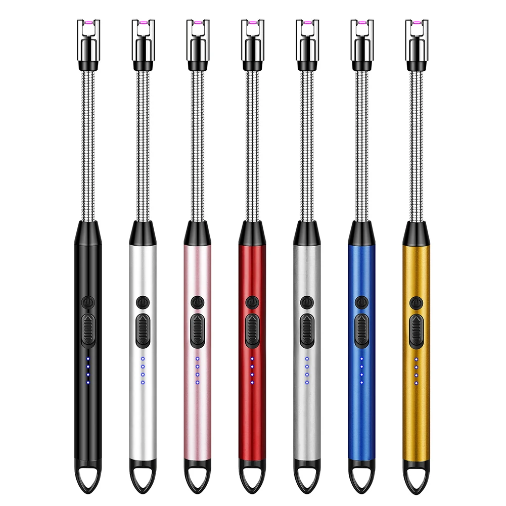 USB Windproof BBQ Lighter 360° Electric Arc Flameless Plasma Ignition Long Kitchen Lighters Gas Lighter for Candle Gas Stove 3
