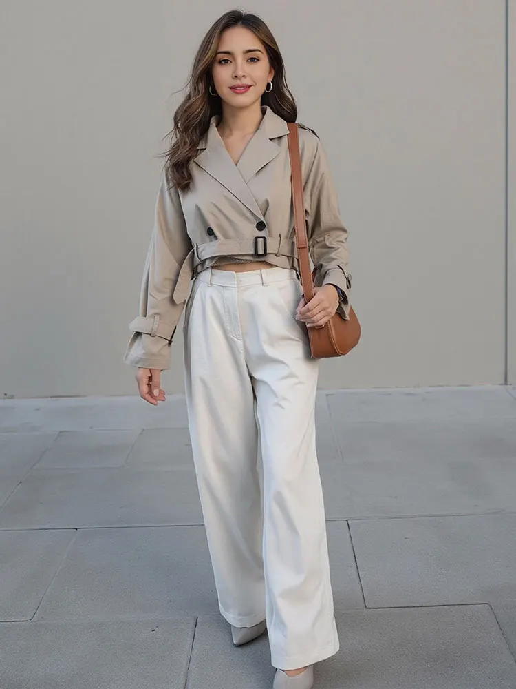 HH Women Casual Trench Outwear With Belt Vintage Solid Notched Neck Long Sleeve Jacket Autumn Fashion Lady Streetwear Coat