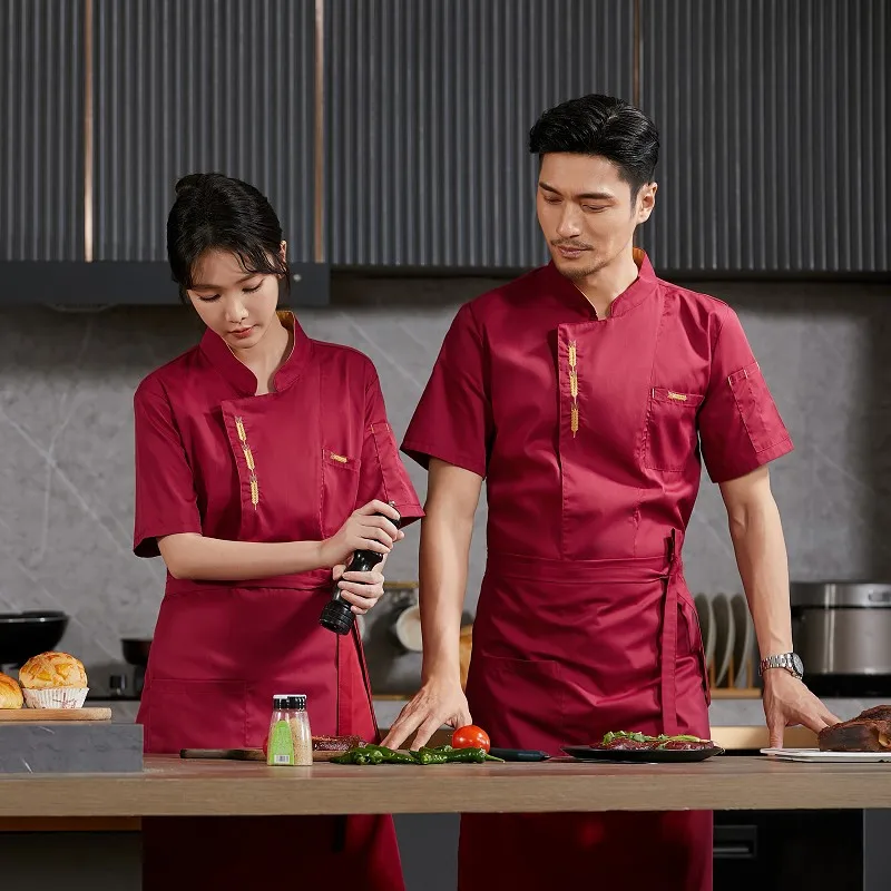 Chef Uniform Catering Waiter Shirt Summer Restaurant Kitchen Cook Jacket Bakery Waiter Clothes for Back Breathable Mesh Design - Image 3