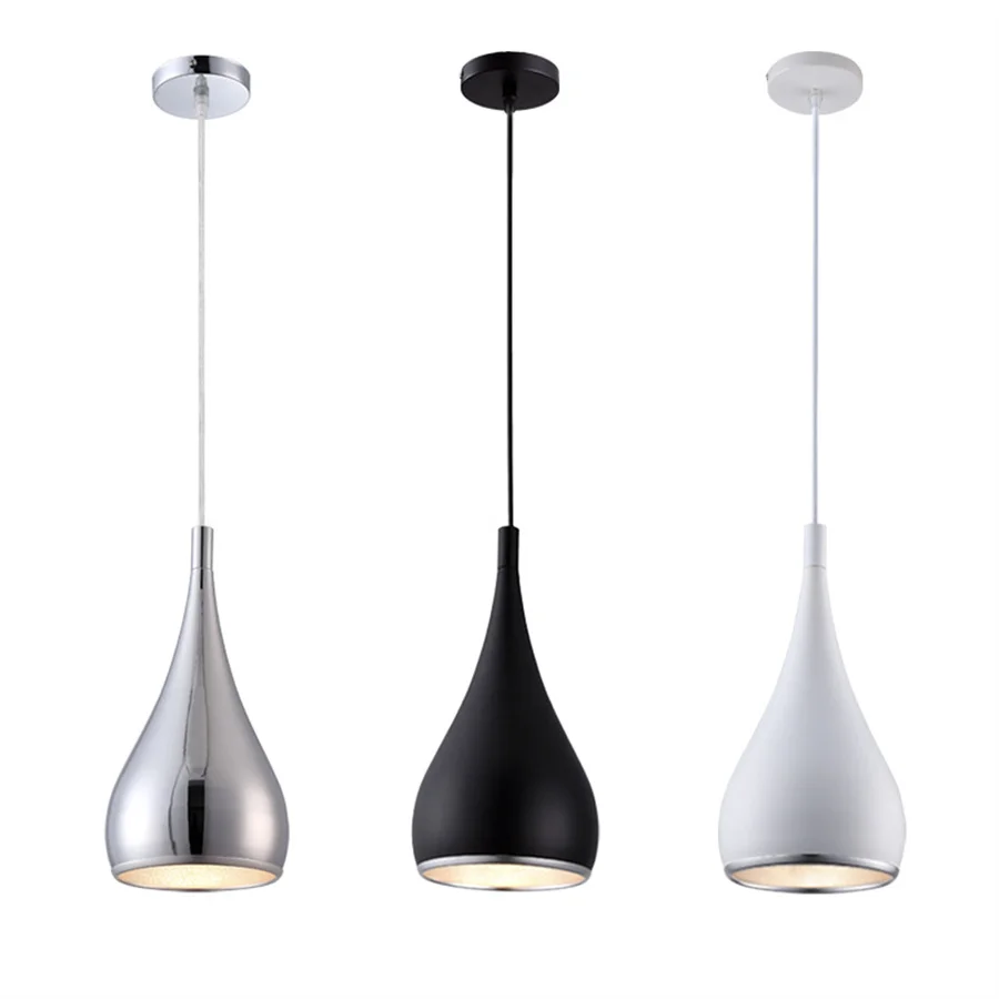 

Chrome Restaurant Kitchen LED Pendant Lamp Chandelier Modern Iron Restaurant Cafe Bar Table Pendant Light Suspension Light