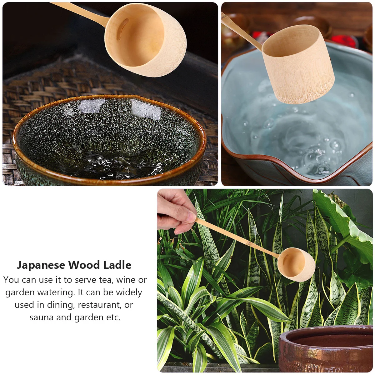 1pc Long Handle Bamboo Spoon Japanese Tea Spoon Water Dipper Wood Bamboo Japanese Water Ladle Wood Ladle