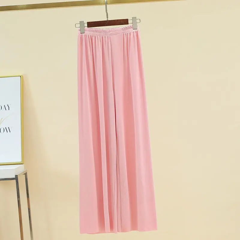 Sommer frauen Hosen Anzug Lose Ice Silk Kühlen Dünne Top Breite Bein Hosen Homewear Casual Einfache Sexy Pjs frauen Pyjamas Nachtwäsche – Detail 7