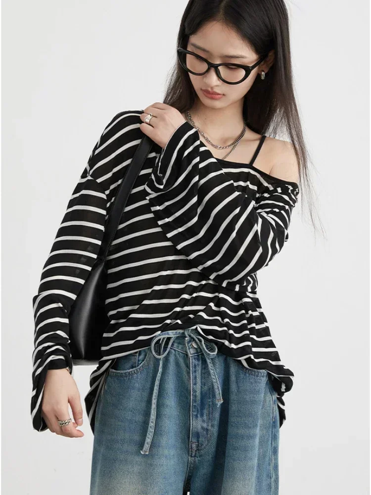 CHIC VEN Women Sweaters  New Striped Knitted T-shirt U Collar Long Sleeve Hoodie Top Autumn 2024 6