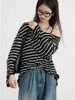 CHIC VEN Women Sweaters  New Striped Knitted T-shirt U Collar Long Sleeve Hoodie Top Autumn 2024 6
