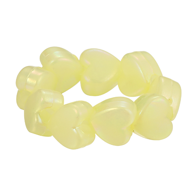 Cute Transparent Resin Acrylic Handmade Beaded Rhinestone Colourful Geometric Square Round Rings for Women Y2k Jewelry Party