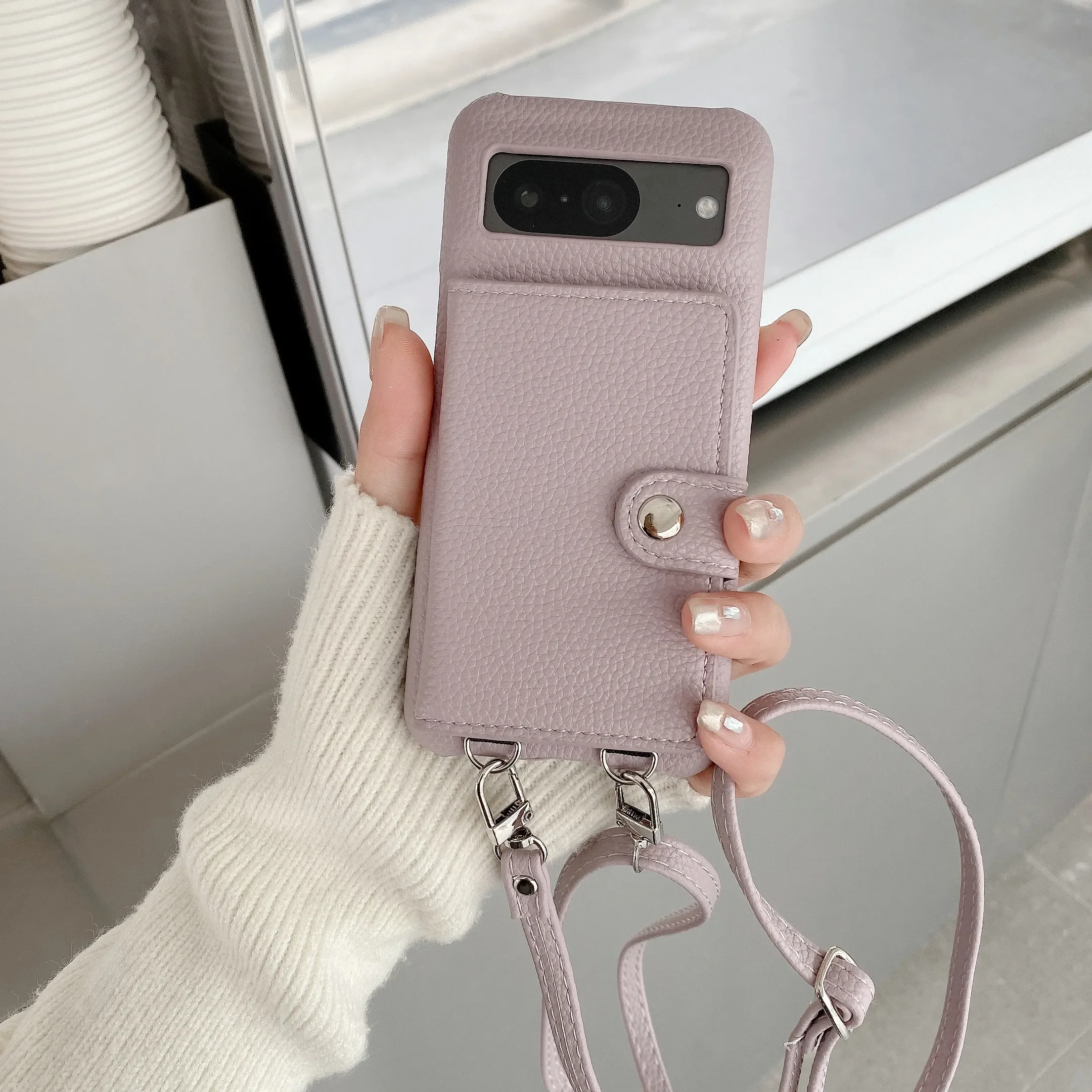 Premium PU Leather Crossbody Flip Wallet with Card Holder - Shockproof Phone Case Cover