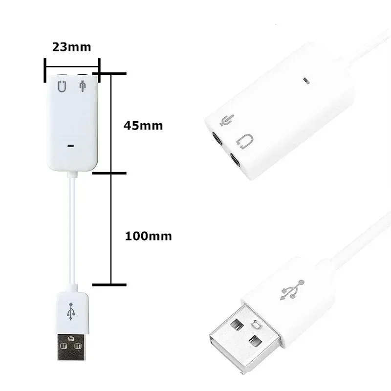 MacBook과 호환되는 헤드폰 및 마이크용 3.5mm 잭 USB 오디오 어댑터가 있는 7.1 채널 외부 USB 사운드 카드