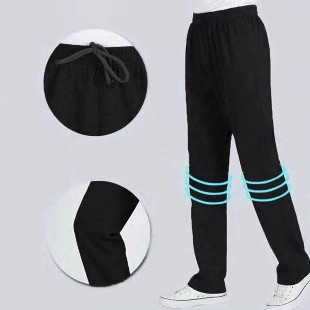Description Picture 4 of itemMen Fleece Pants Men's Winter Warm Plush Wide Leg Pants with Elastic Waist Zipper Pockets for Sports Leisure Elastic Waist Pants