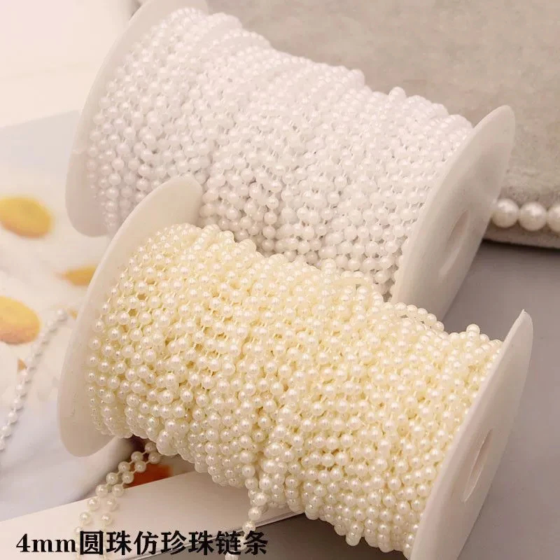 5M/lot 3/4/5/6mm Craft Faux Imitation Pearl Beads Line Chain DIY Wedding Party Decor Jewelry Findings Craft Accessories