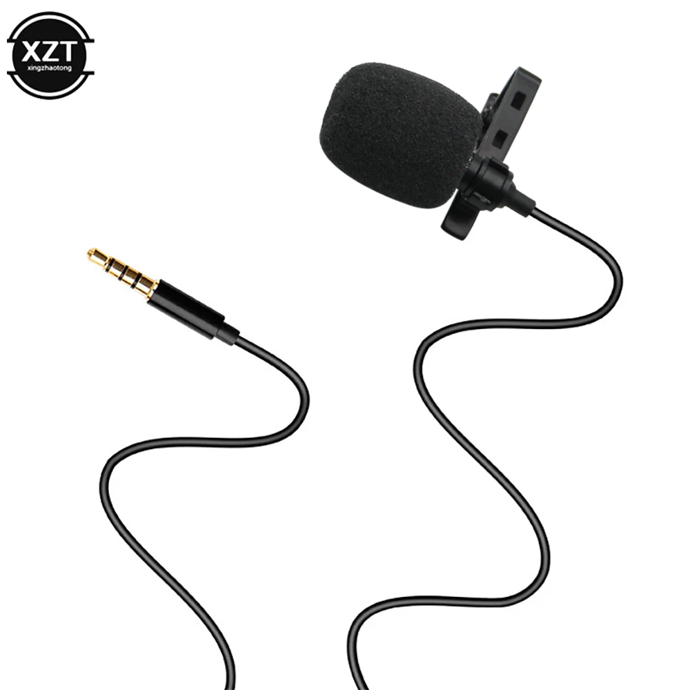 Portable Omnidirectional 4 Pole 3.5mm Jack Microphone Lavalier Tie Clip Mini Mic Audio Recording Interview for Laptop Phone