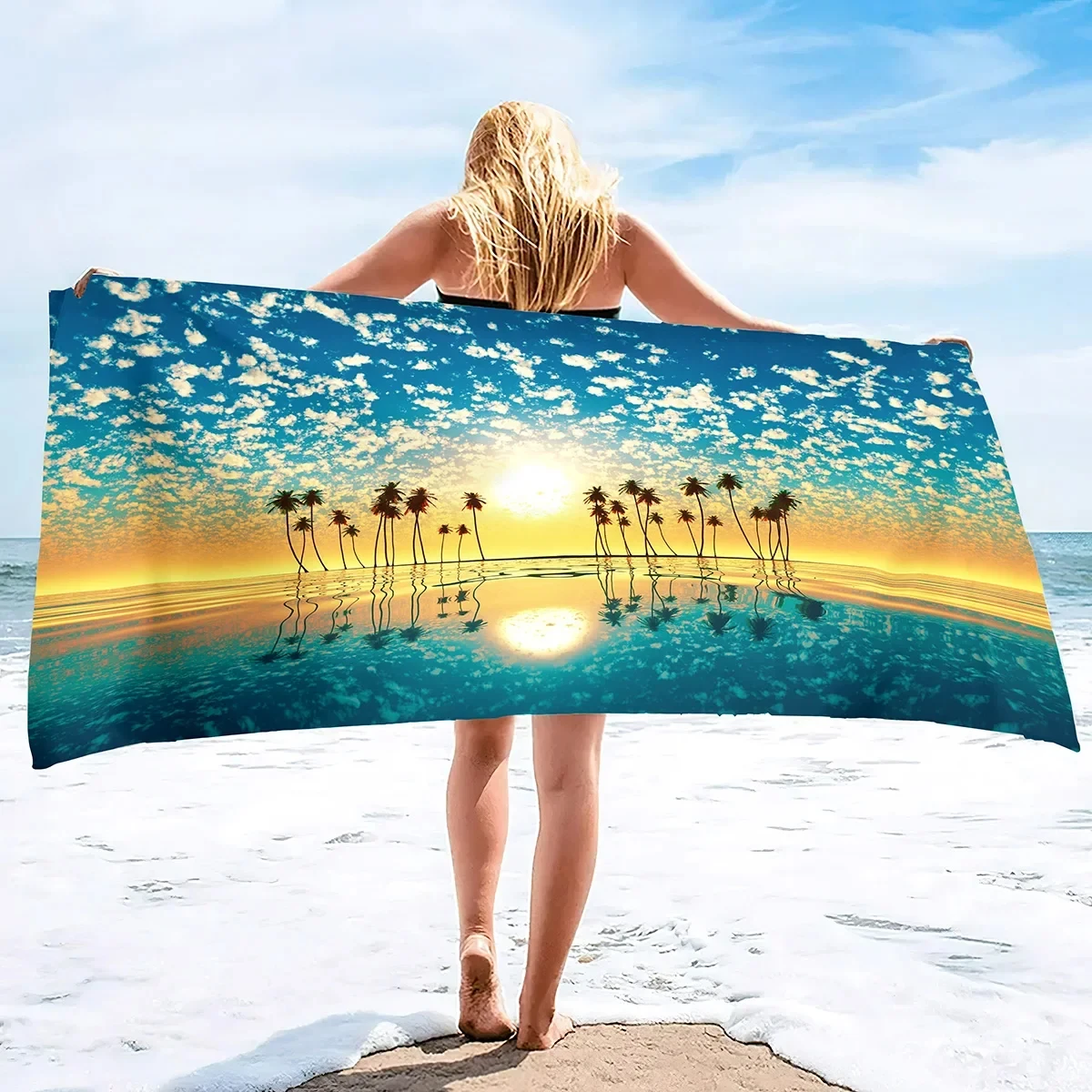 

Hawaiian Palm Tree Beach Towel Microfiber Beach Scenery Bath Towel Quick Dry Sand Free Pool Towels for Travel Swim Holiday Sport