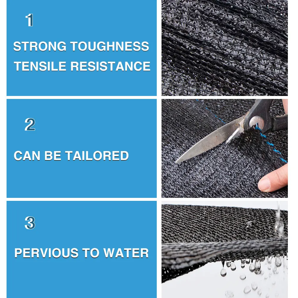 Description Picture 6 of itemHDPE 70% Shading Anti-UV Black HDPE Sunshade Net Farm Garden Plants Cover Roll Fence Mesh Agriculture Greenhouse Sun Shade Mesh