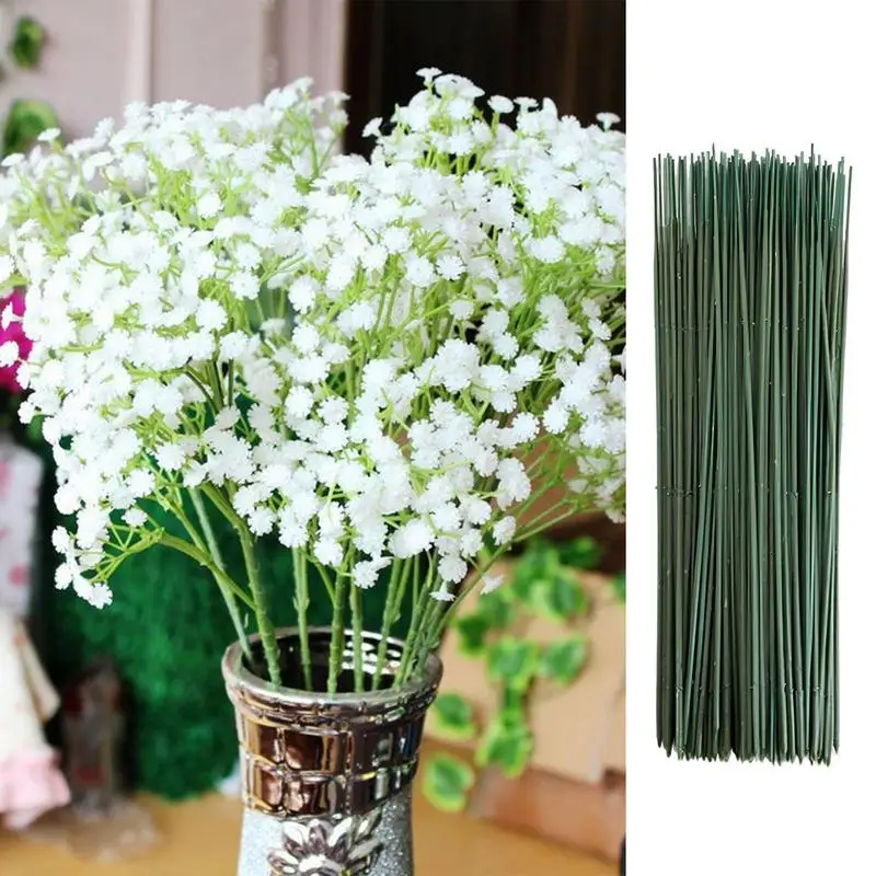  YOLUFER 100Pcs Floral Wire Stems Plastic Artificial Flower for  Craft Floral Green Stem Wire DIY Craft Bouquet Making Floral Arrangement  Tools : Arts, Crafts & Sewing