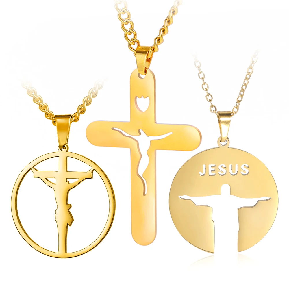 Dawapara Jesus Kruzifix Kreuz Halskette Religiöse Bibel Gebet Christus Der Erlöser Statue Anhänger Edelstahl Religiöses Geschenk