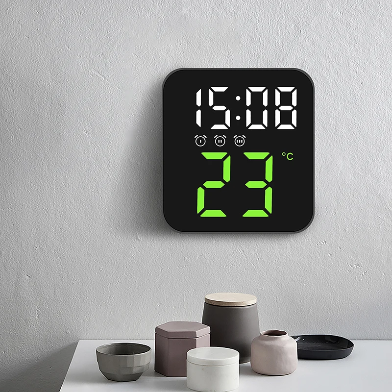 LED Elektronische Wandklok Met Multifunctionele Display Toont Tijd