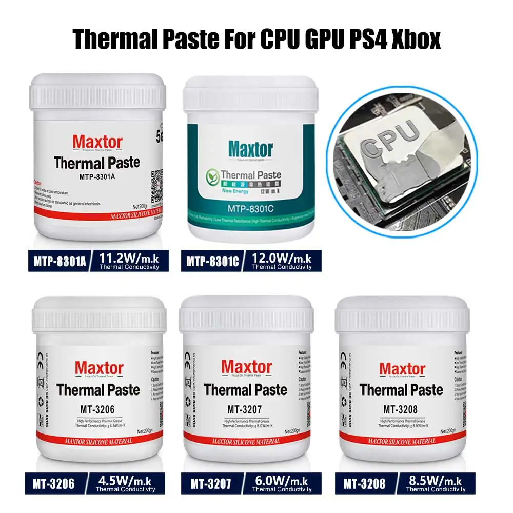 Pasta Térmica Maxtor Mtp8301c 200g mk para pc Cpu Gpu Ps4 Computador 5g Mcu Refrigerador Ventilador Dissipador de Calor - Imagem 5