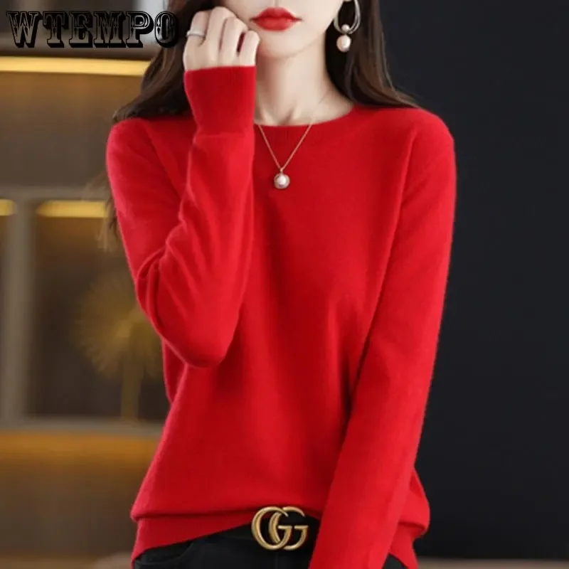 

2024 Women Sweaters Autumn Spring Warm Knitwears O-neck Long Sleeve Pullovers Solid Fashion Korean Bottoming Shirts Knit Tops