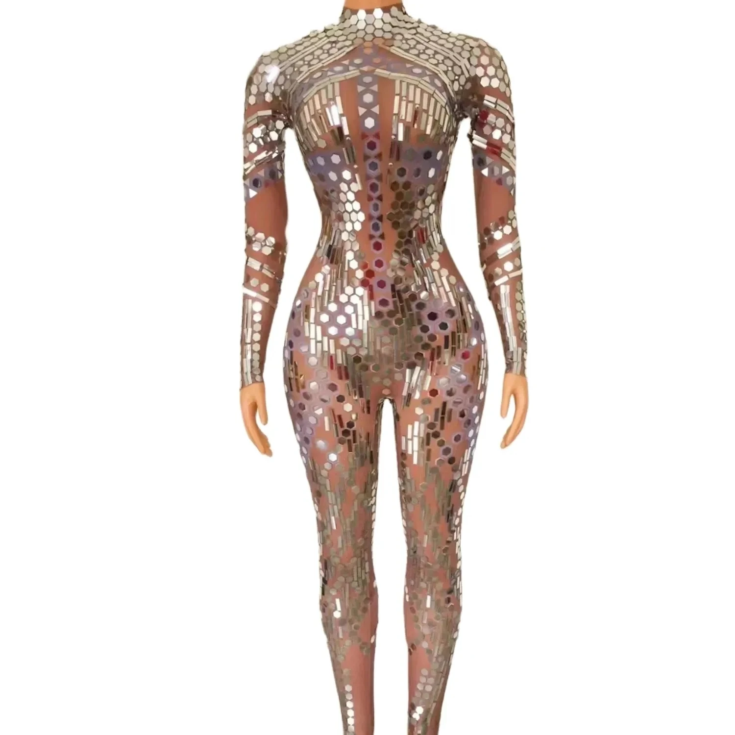 Mirror Rhinestone Jumpsuit Birthday Show Wear Evening Bar Prom Women Dancer Leggings Outfit women dance costume stage performance costume sexy evening dress