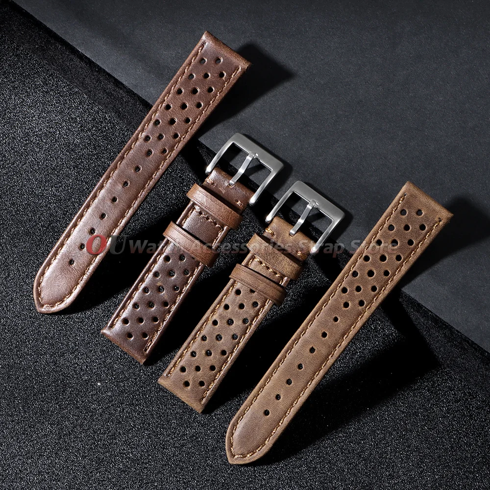 Vintage Genuine Leather Watch Band - Breathable Sport Strap Bracelet Accessory