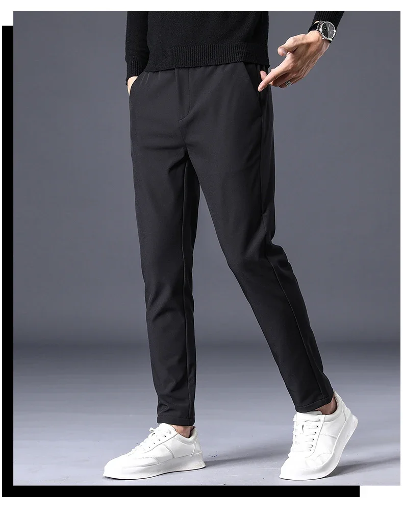 Fleece-Stretch-Herrenhose Winter Casual Koreanischer Stil Samt Thermisch Geschäftlich Warm Schlanke Modische Hose Klassische Herren-Plüschkleidung – Detail 12