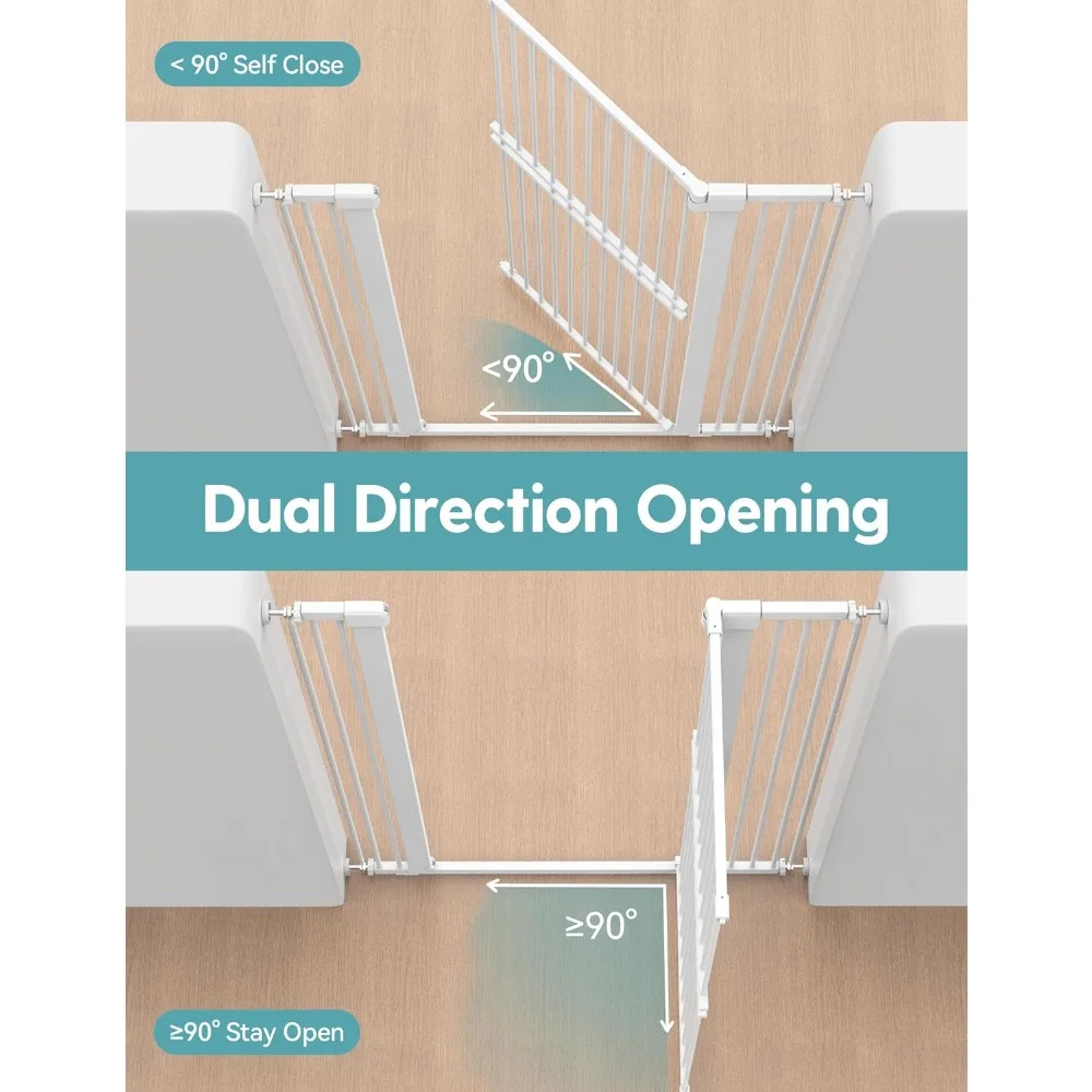 Extra Tall 55 Wide Auto-Closing Pet Gate for Cats and Dogs, 29-40 Adjustable Width, 1.37 Narrow Bar Spacing, Easy Assembly witho