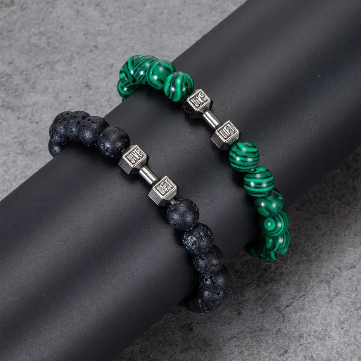 Set of 2 Men's Fashion Alloy Dumbbell Bracelets - 4 Stylish Designs