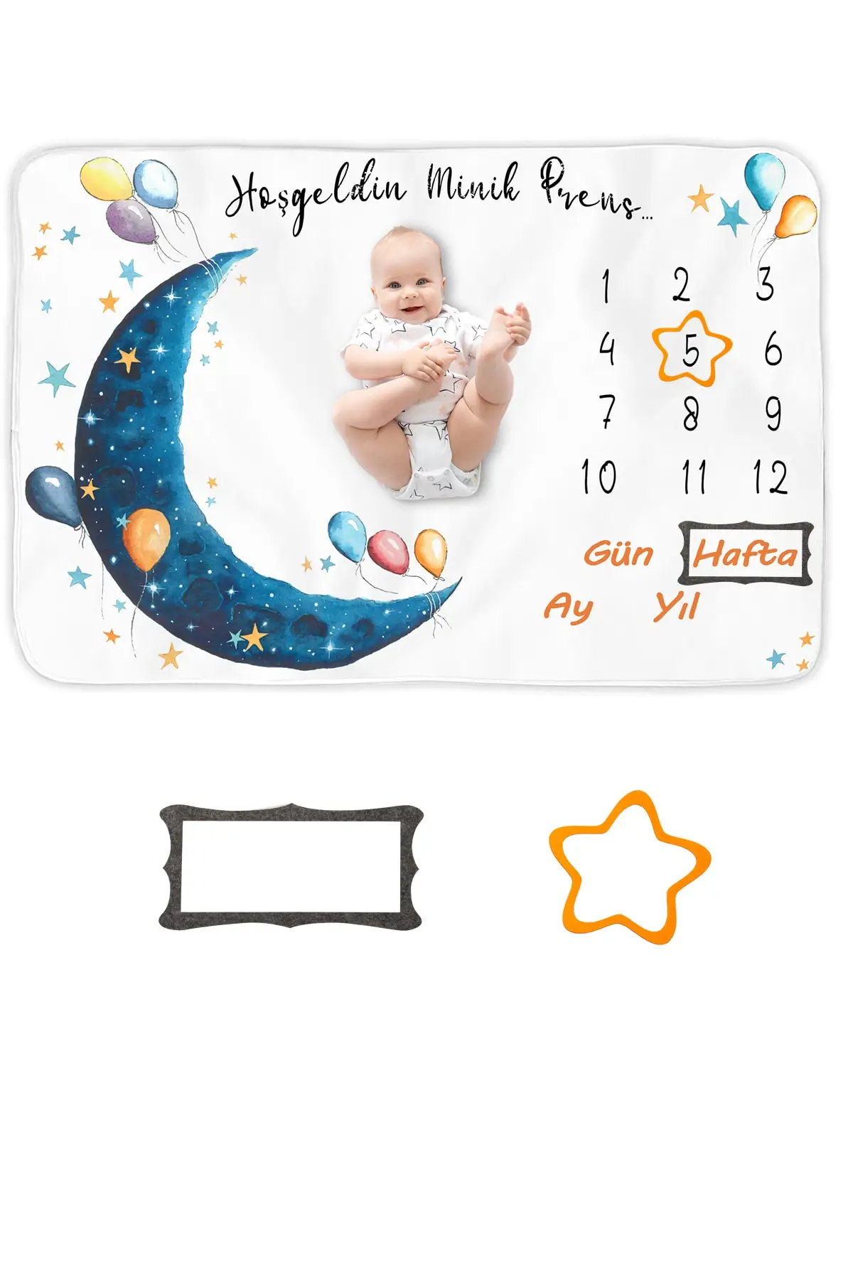 

Baby Moment Blanket Fleece, Newborn Monthly Concept Photo Shooting Blanket Cover Polyester Blue Baby & Kids Home