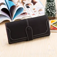 Vintage Frosted Faux Suede Long Wallet Women Matte Leather Lady Purse High Quality Female Wallets Card Holder Clutch Carteras 1