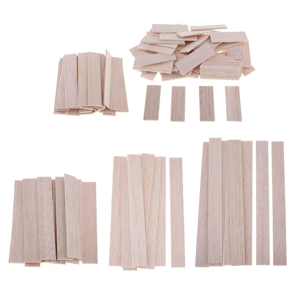 Rectangular Unfinished Balsa Wood Stick Wooden Dowel Rod for Kids Model Making DIY Craft Home Wedding Party Decoration