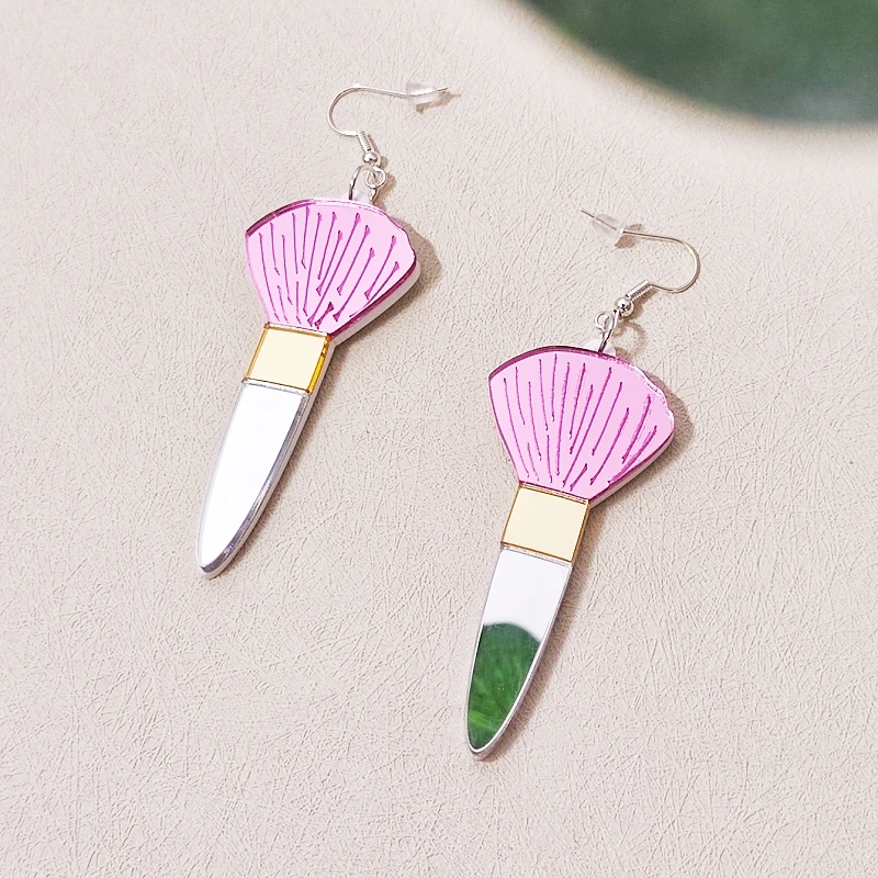 KUGUYS Make-up-Kosmetikpinsel-Ohrringe für Damen, Spiegel, Acryl, Schmuck, modisch, niedliches Zubehör, Geschenk für Sie – Detail 8