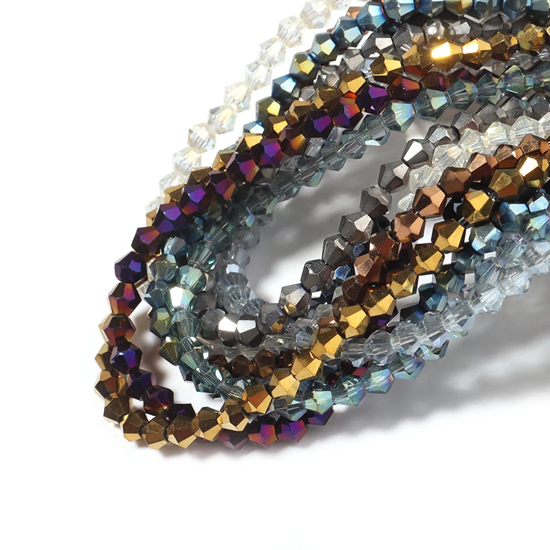 Apx 95 stücke/Strang 4mm Shiny Kristall Perlen Doppelkegel Perlen Facettiert Glas Perlen Lose Spacer Perlen für Armband DIY Schmuck Machen – Detail 5