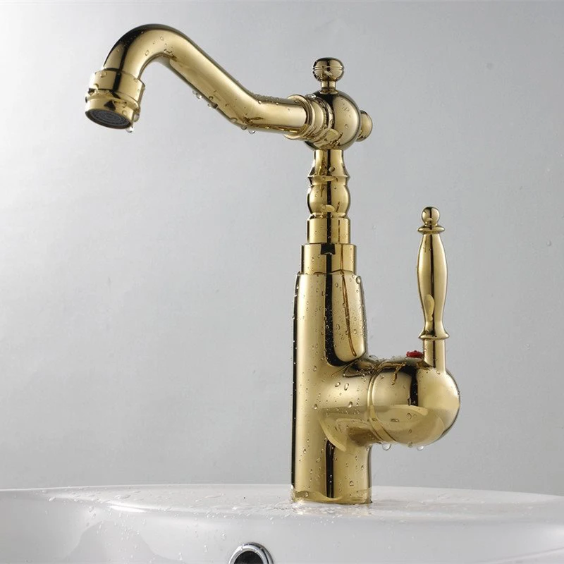 

Luxury Gold Color Swivel Spout Bathroom Faucet Single Handle Hole Vanity Sink Mixer Tap