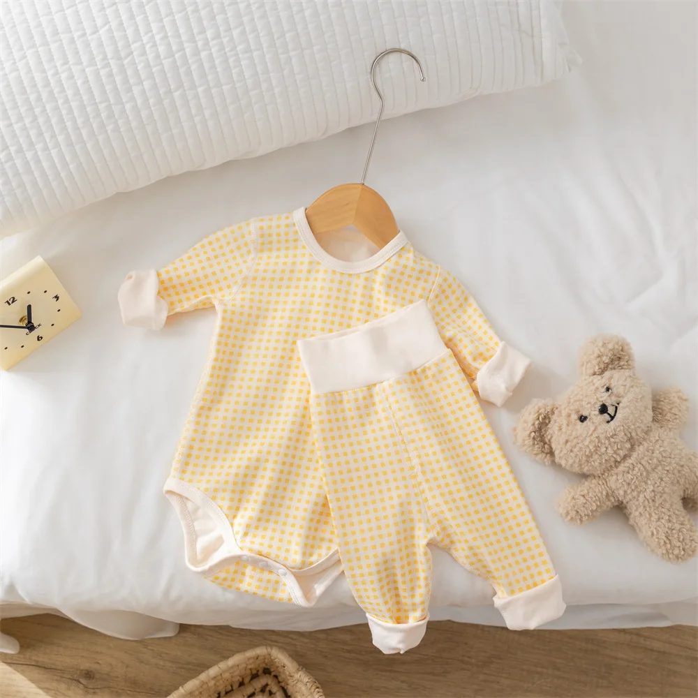 AYNIGIELL Neugeborene Bodys + Hosen Unisex Baumwolle Baby Mädchen Kleidung Lange Ärmel Neugeborenes Baby Kleidung für 0-18 Monate – Detail 2