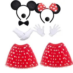 Charming Polka Dots Tutu Dress with Mouse Ears Headband - Girls Halloween & Birthday Costume Accessories - One Size (9pcs)