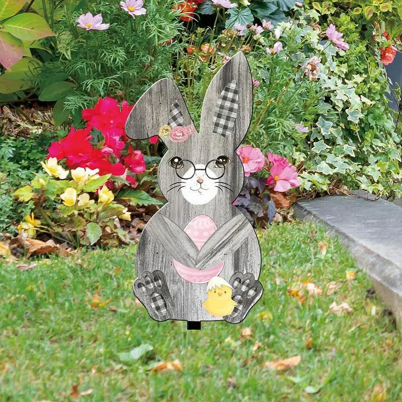 Easter Bunny Stakes Acrylic Animal Shaped Lawn Decorations Easter Animal Signs With Stakes Lawn Decorations For Patio