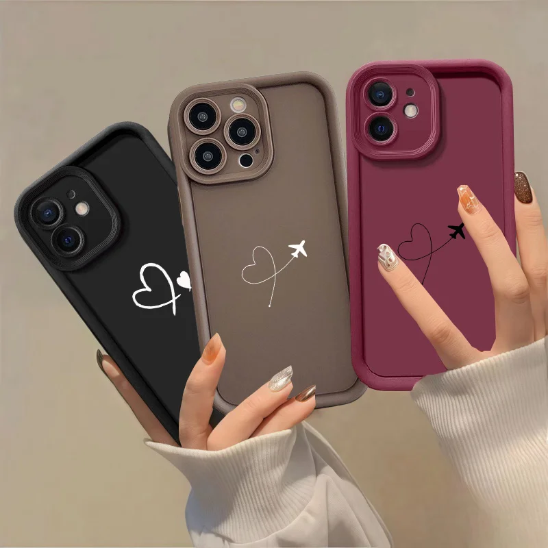 Airplane Route Love Heart Silicone Phone Case