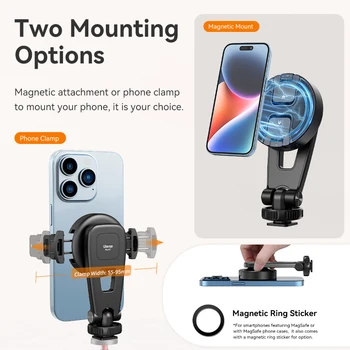 Ulanzi MA47 2-In-1 Magnetic Phone Clamp Phone Tripod Mount Horizontal Vertical Shooting for Livestreaming Vlogging Photography 2