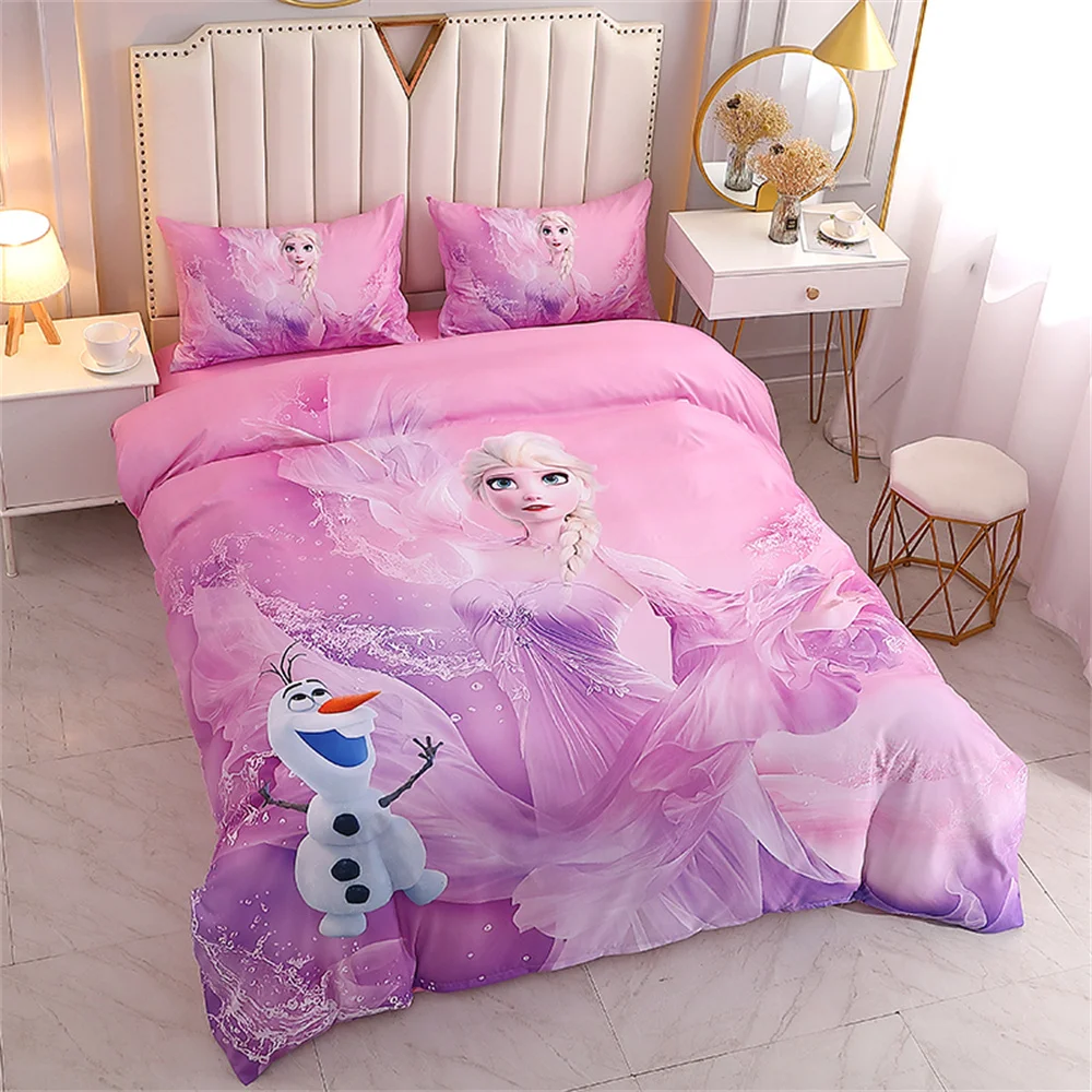 Disney Bedding Set Purple Frozen Elsa Princess Duvet Cover Sets for Baby Children Girls Bed Birthday Gifts baby crib bedding set