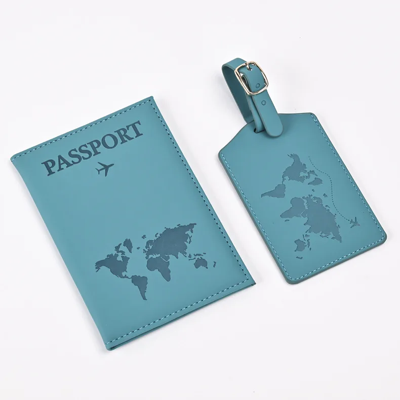 

New Color Changing PU Map Pattern Passport Covers Ticket Clip Luggage Tag Passport Holder Set ID Card Holder Travel Accessories