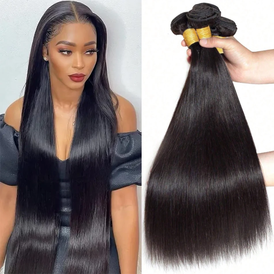 

Peruvian Bone Straight Human Hair Bundles Deal Unprocessed Virgin Hair Extensions Long Thick Cheap Brazilian Hair Weave Natural