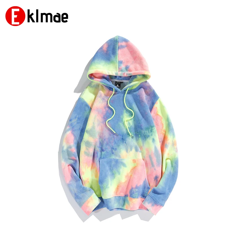 

Polar Fleece Tie Dyed Colourful Winter Hooded For Men Women Unisex Hoodie Long Sleeve Sweater Hip Hop Streetwear Couples Fashion