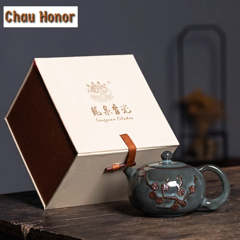 250ml Longquan Celadon Ge Kiln Iron Tire Teapot Boutique Tea Infuser Pot Tea Maker Kettle with Ball Hole Tea Services Collection