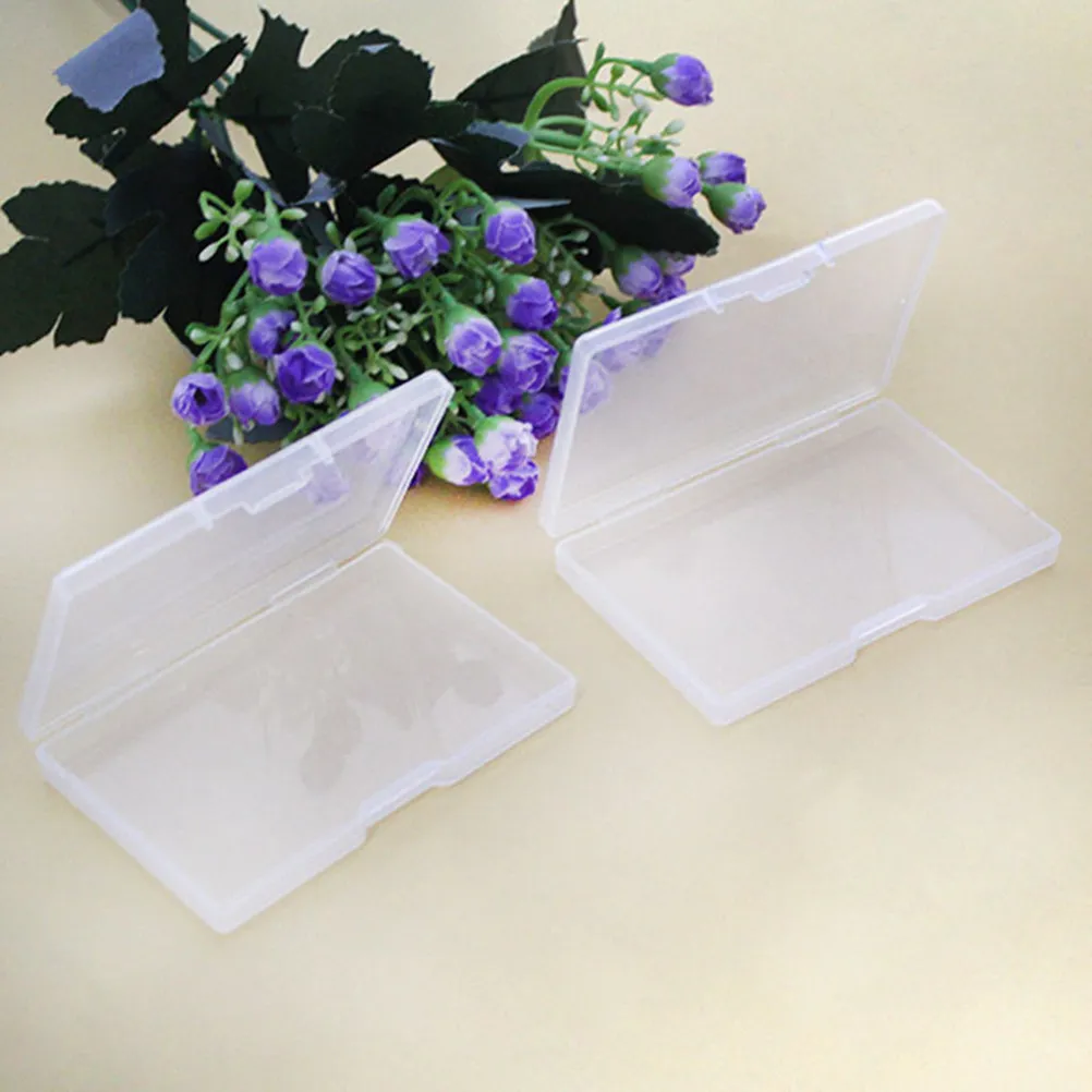 2Pcs 휴대용 명함 홀더 이름 신용 ID 구성 요소 보관을위한 플라스틱 케이스 주최자 비즈니스 케이스 이름 홀더
