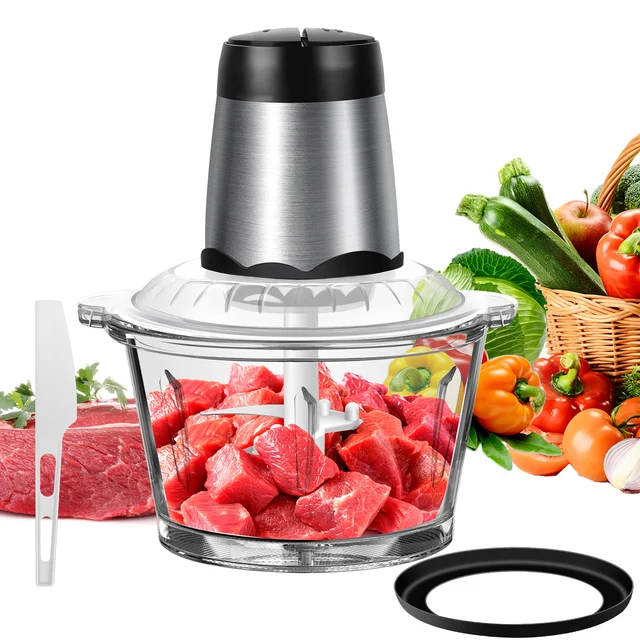 2L Electric Food Chopper Vegetable Chopper Food Processor Meat Grinder Electric Dicer with 2 Speeds for Fruits,Vegetable,Meat