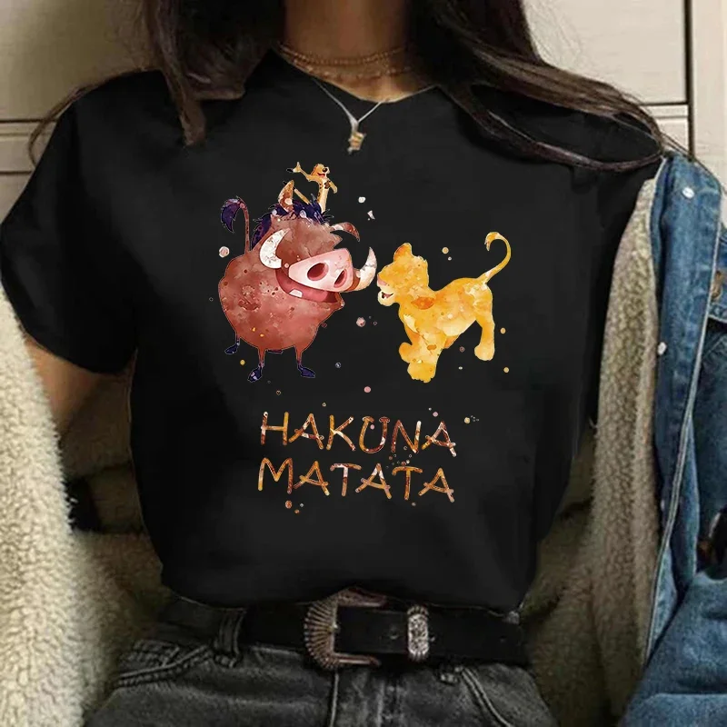 

Grunge Women T Shirt Harajuku 90s The Lion King T-shirt Funny Disney Hakuna Matata Tshirt Graphic Top Tees Female