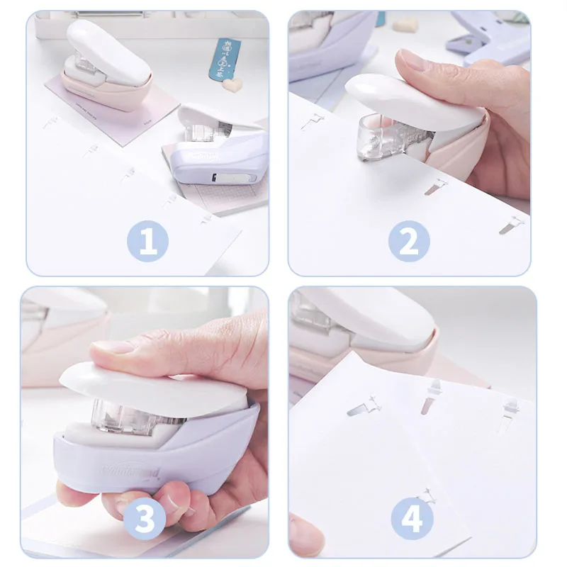 Mini No Nails Easy Effortless Stapler book Stapling Stapler Without Staple Office Binding Supplies School Supplies stapleless stapler
