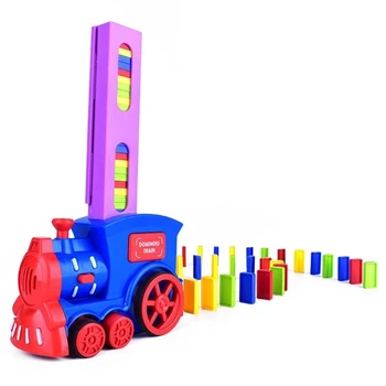Y4QA Dominos Train Electric Car Toy with Light Realistic Sound Toy Baby Developmental for Creative Building Block for Prescho 1