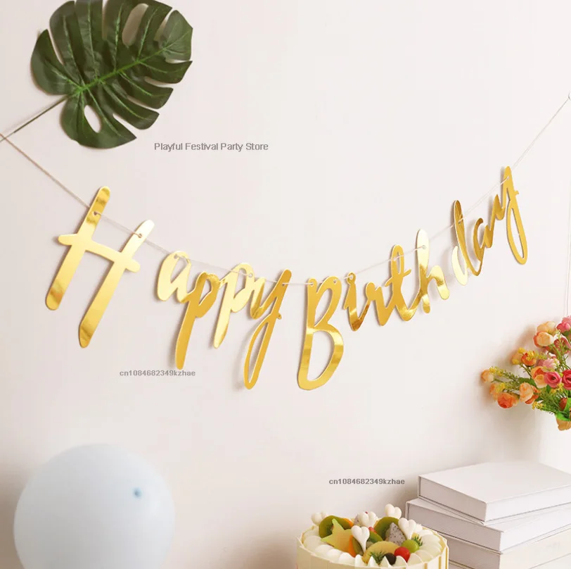 5m Glitter Happy Birthday Banner Kids Adults Birthday Party Decorations Supplies Sign Baby Shower Decoration
