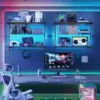 Gaming LED Floating Shelves for Wall, 41" Wall Mounted Shelf Pipe Glass Shelves, 3 Tier Hanging Display Rack with 8 S-Hooks Towe 3